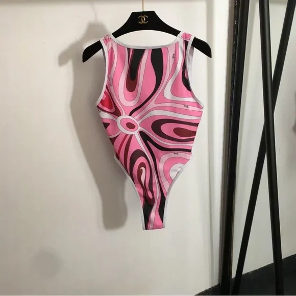 Emilio Pucci Color-Block Swirl One-Piece Swimsuit & Sarong Set - Picture 1 of 8